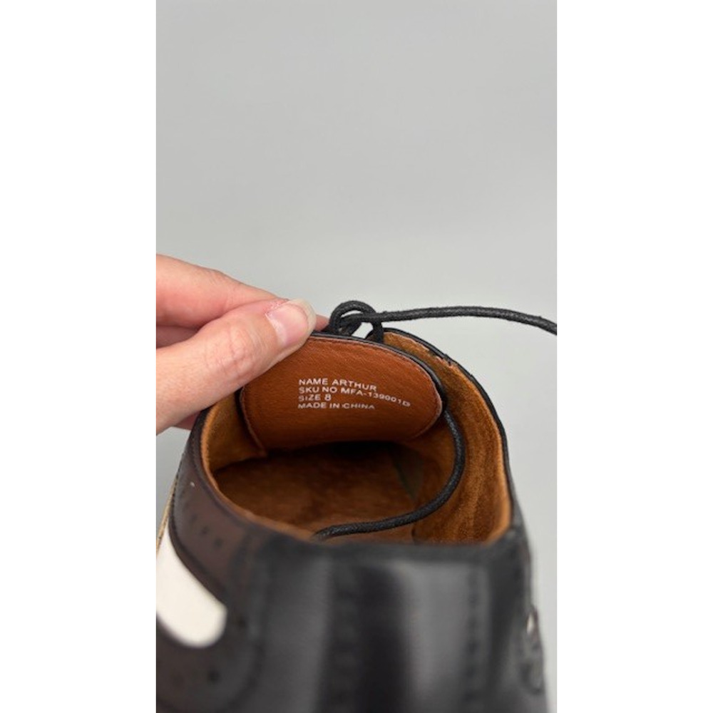 Mens sz. 8 Ferro Aldo Arthur Wingtip Oxford Black White Dress Shoes No Box - Picture 13 of 16